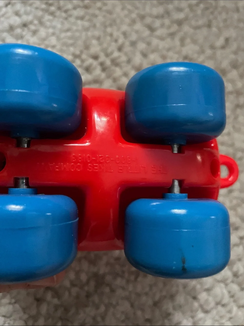 Vintage Little tikes Red and Yellow Toddler Push Car Toy with Blue Wheels